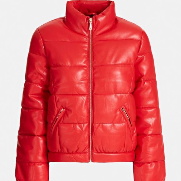 NEW GUESS Valetta Faux-Leather Puffer Jacket - Picture 6 of 9